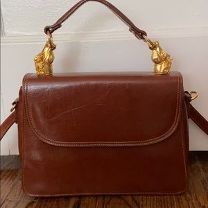 Vintage Brown Crossbody with Horse Handles